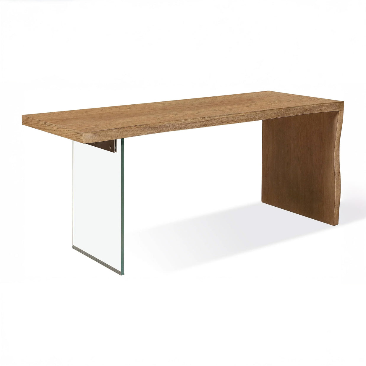 Live Edge White Oak & Glass Console Table