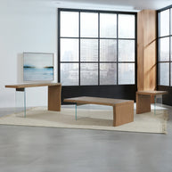 Live Edge White Oak & Glass Console Table
