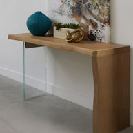 Live Edge White Oak & Glass Console Table
