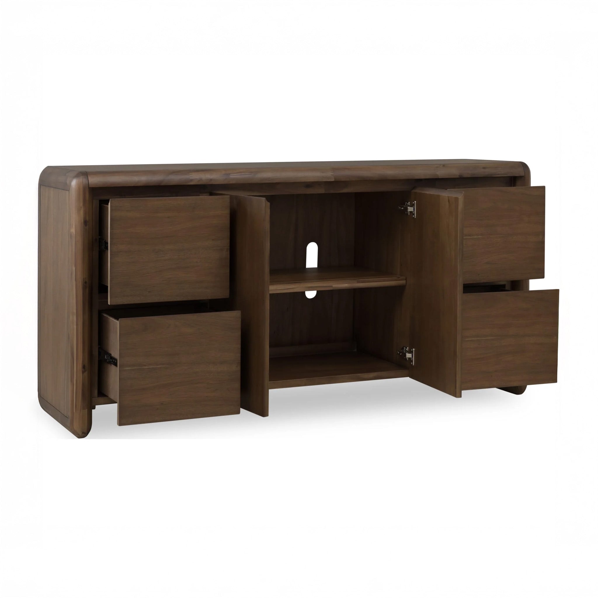 2 Door / 4 Drawer Acacia Wood Sideboard