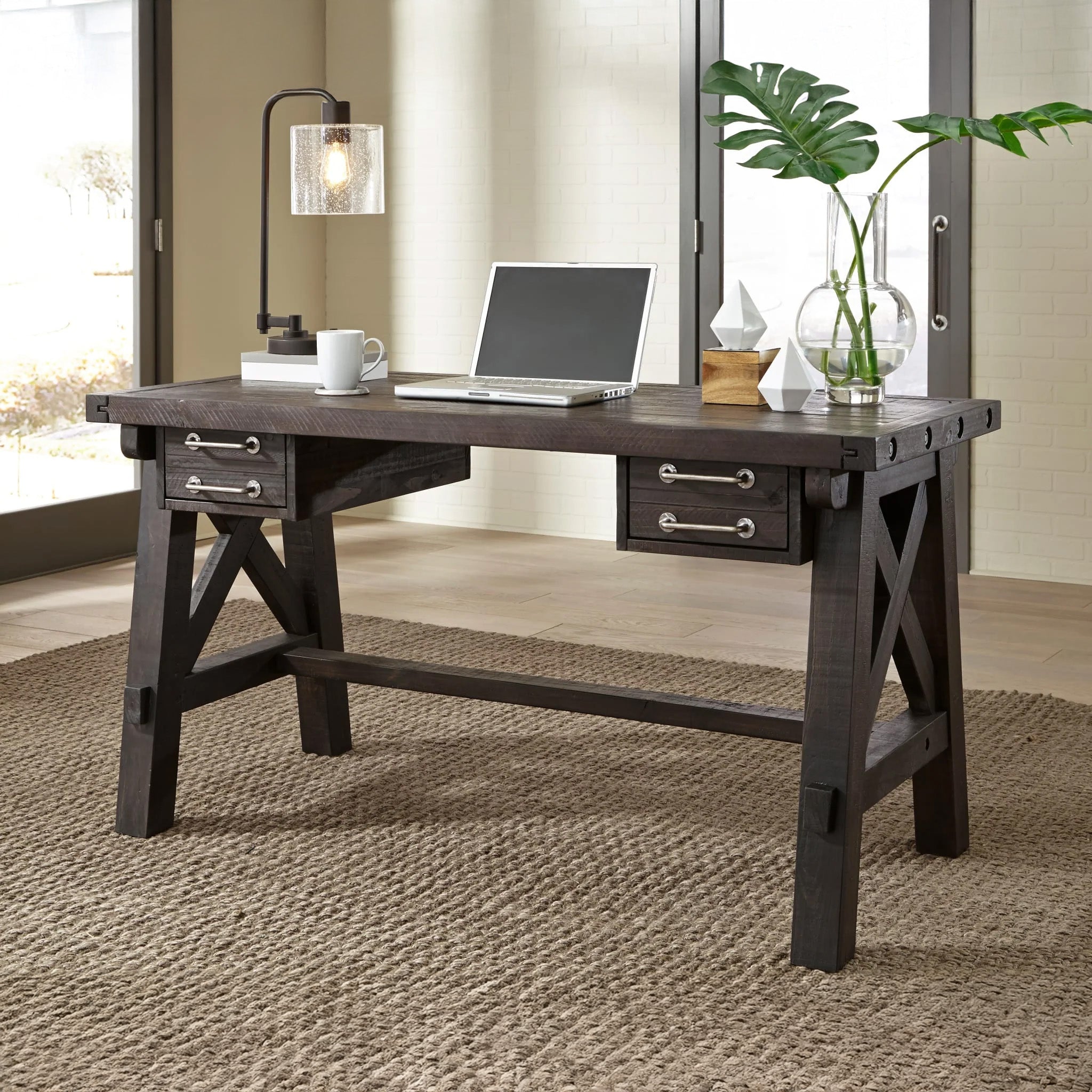 Industrial Solid Wood Writing Desk