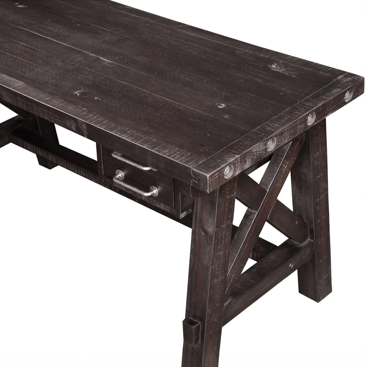 Industrial Solid Wood Writing Desk
