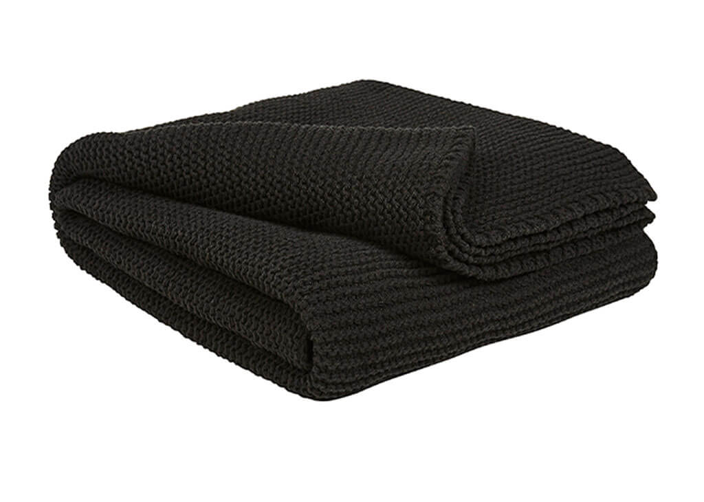 Black Ribbed Woven Throw