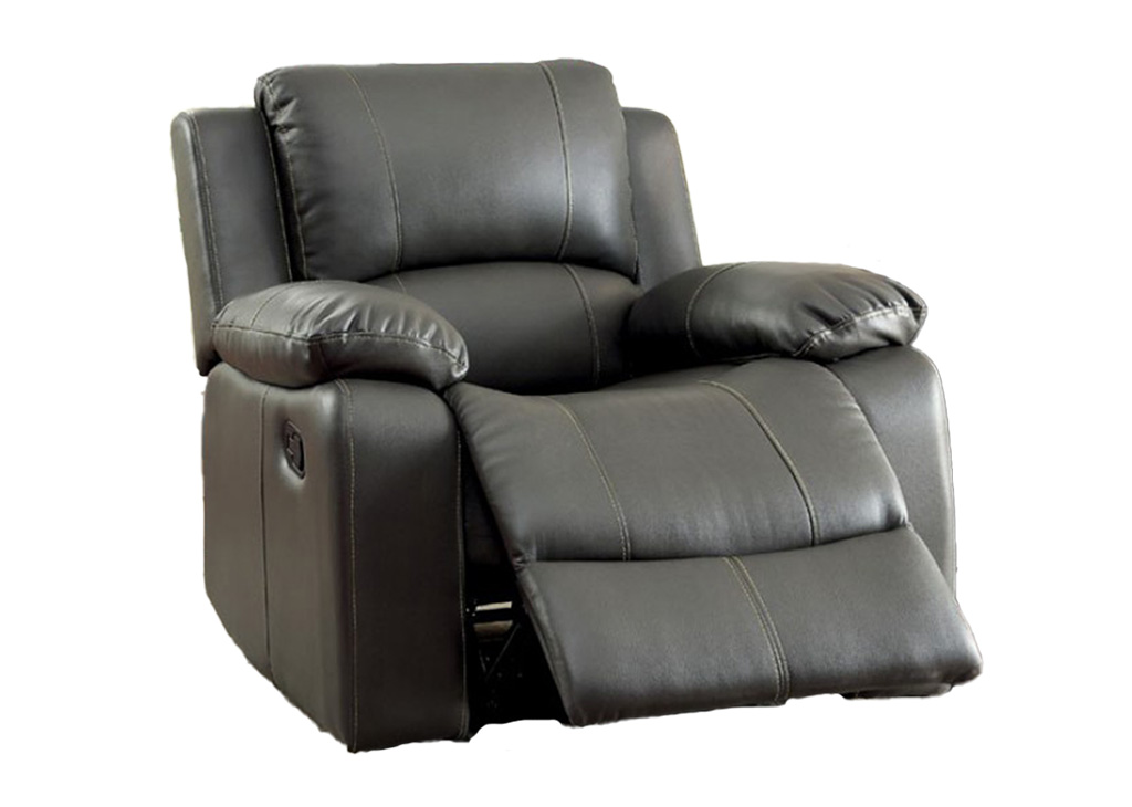 Contemporary Gray Leatherette Recliner