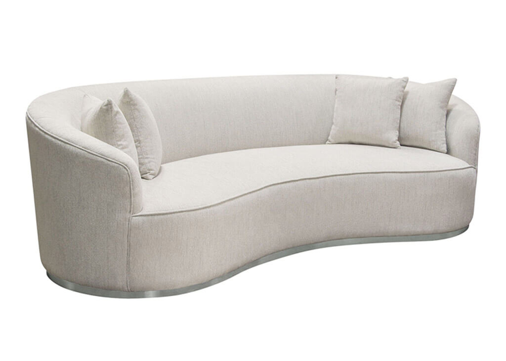 Glamorous Curved White Fabric Sofa