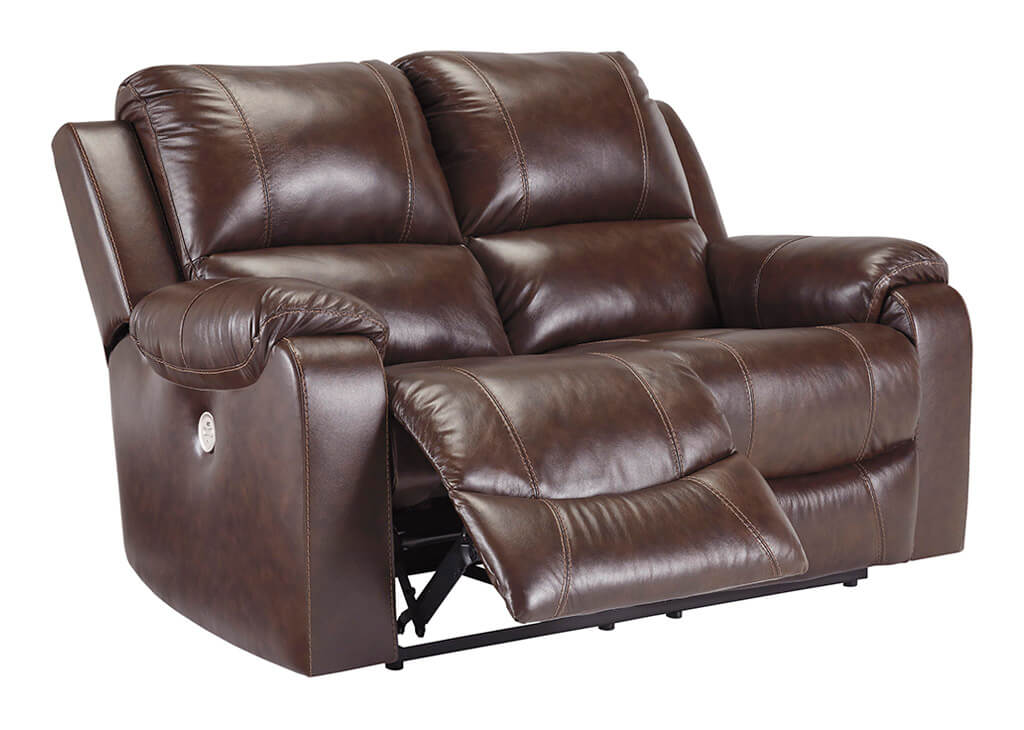 Leather match loveseat recliner