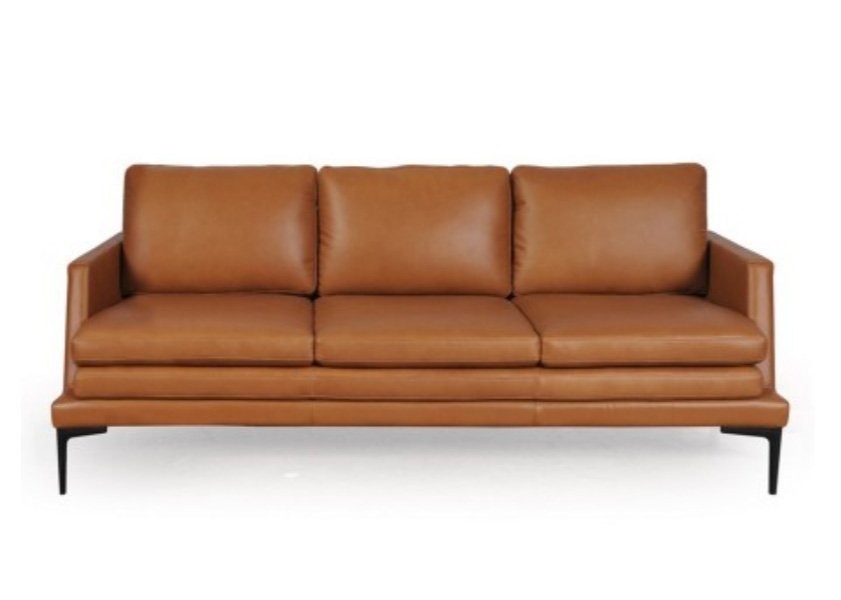 Contemporary Top-Grain Leather Sofa