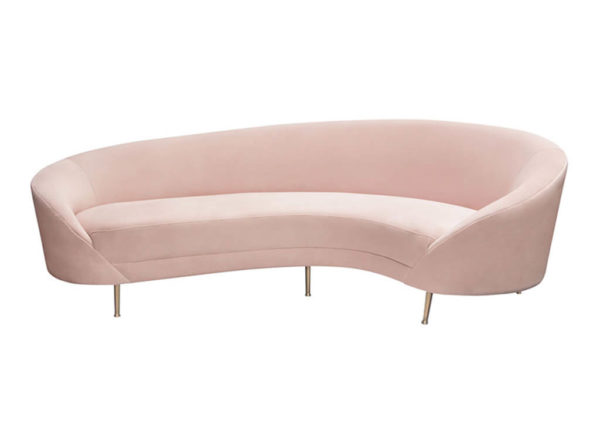 Luxurious Curved Velvet Sofa in Rose