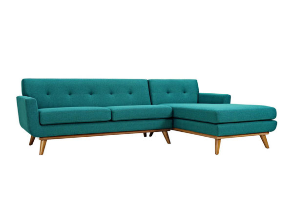 110" Mid-Century Modern Style Sectional with tufted button details