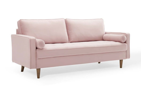 Mid-century Modern Velvet Sofa in Pink