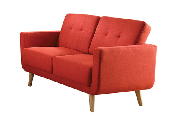 Red Upholstered Mid-Century Loveseat