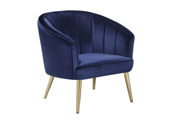 Blue Velvet & Gold Accent Chair