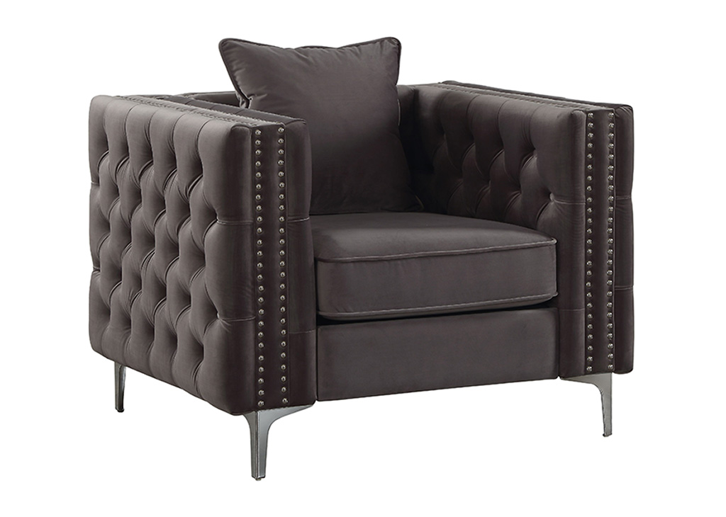 Button-Tufted Velvet Accent Chair