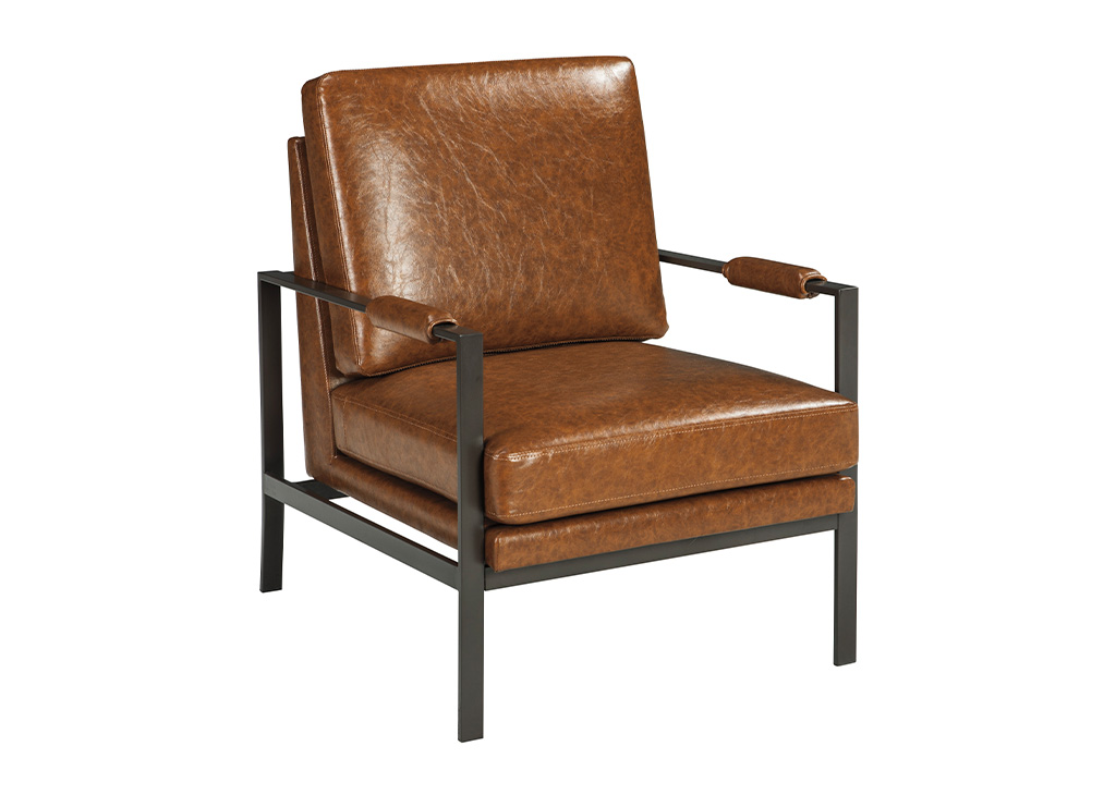 Contemporary Brown Faux Leather Accent Chair