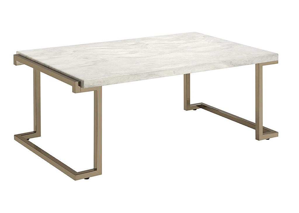 Faux Marble & Metal Coffee Table