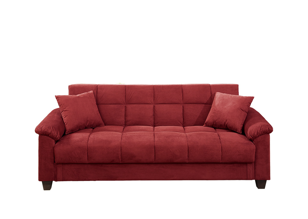 Microfiber Futon Sofa Bed - Red