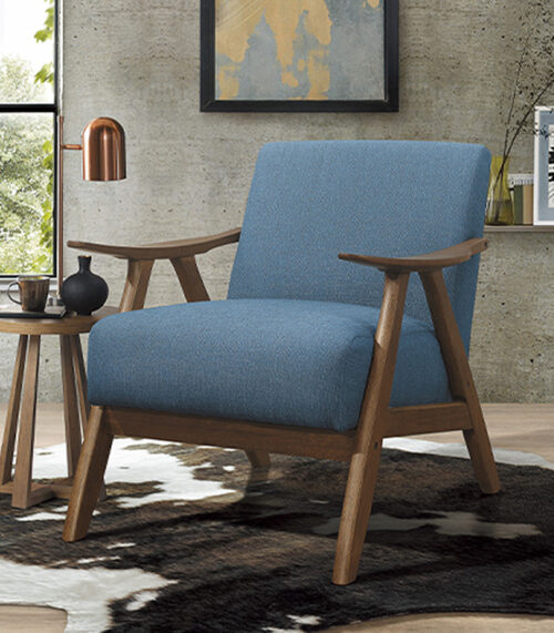 Mid-Century Upholstered Accent Chair - Blue