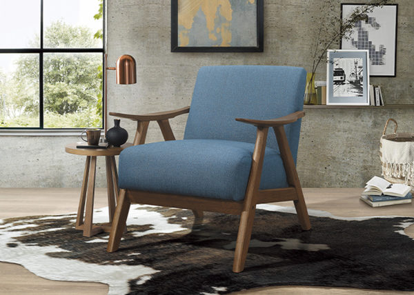 Mid-Century Upholstered Accent Chair - Blue