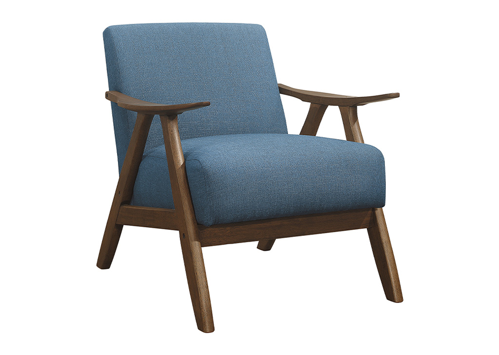 Mid-Century Upholstered Accent Chair - Blue