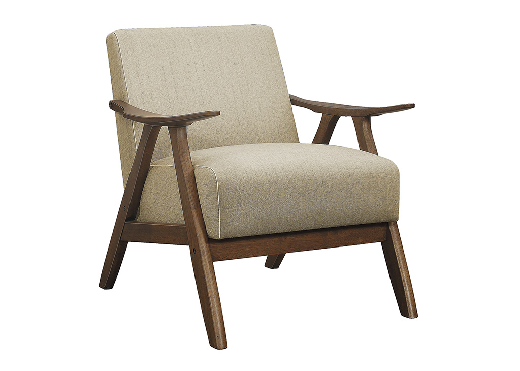 Mid-Century Upholstered Accent Chair - Brown
