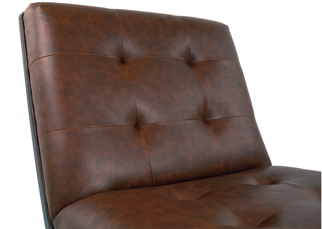 Modern Button Tufted Faux Leather Slipper Accent Chair