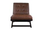 Modern Button Tufted Faux Leather Slipper Accent Chair