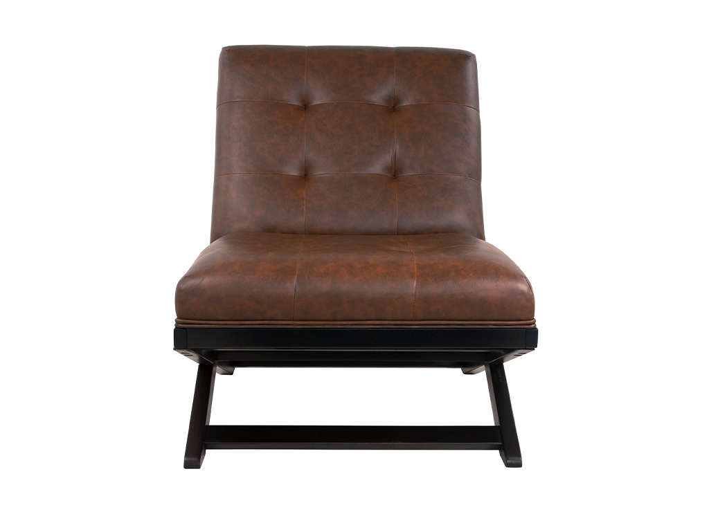 Modern Button Tufted Faux Leather Slipper Accent Chair