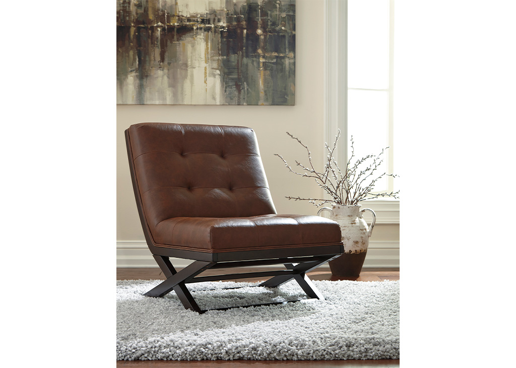 Modern Button Tufted Faux Leather Slipper Accent Chair