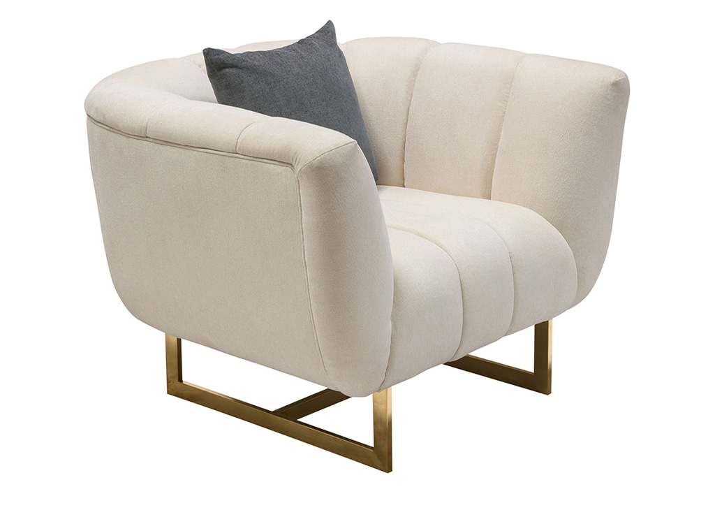 Luxe Armchair W/ Gold Base in Cream