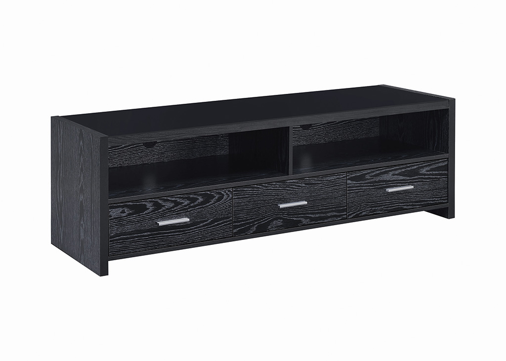 3-drawer, 62" Black Finish TV Stand