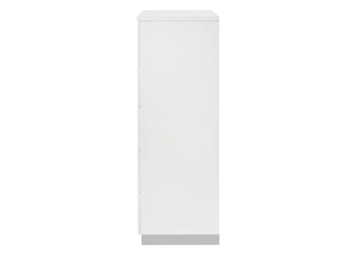 White High Gloss Finish Chest Of Drawers Side