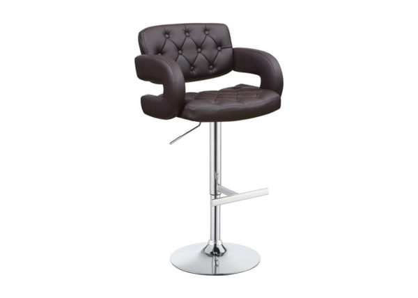 Adjustable Leatherette Tufted Bar Stool - Brown