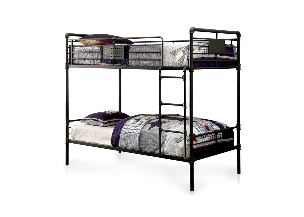 Antique Black Bunk Bed Twin over Twin