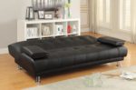 Black leatherette sofa bed futon
