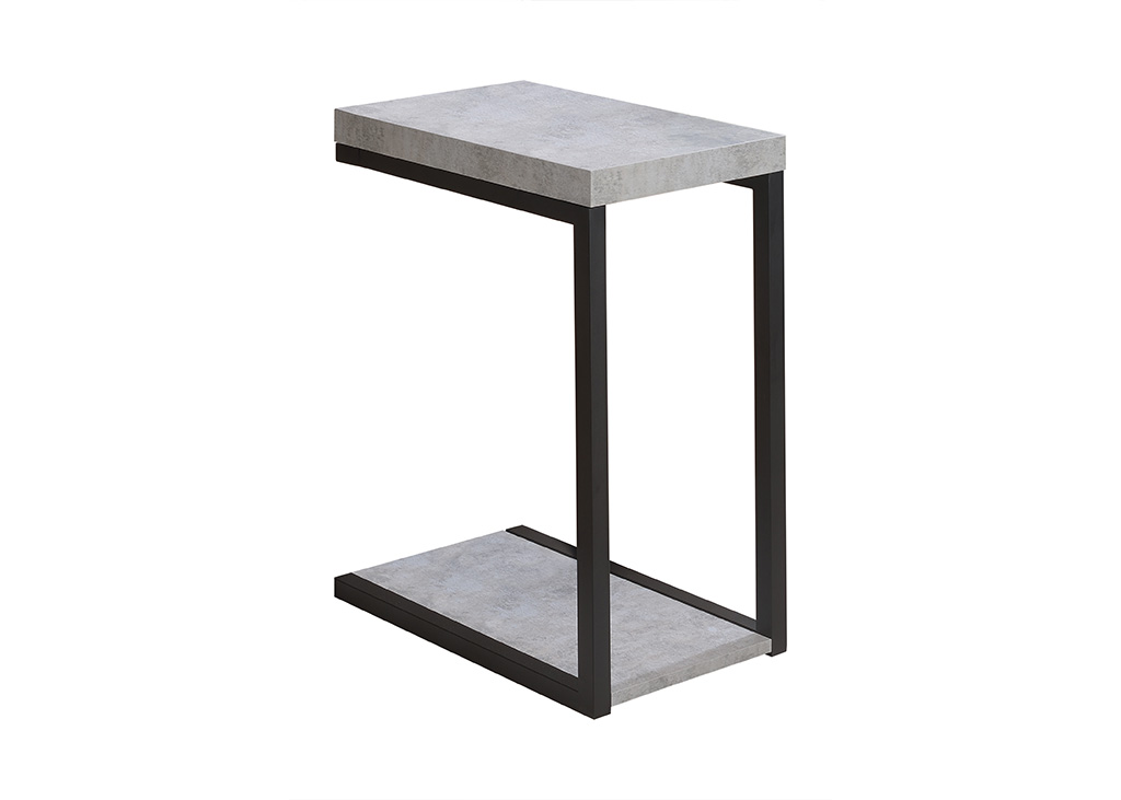 Black Metal C-Table W/ Faux Cement Top