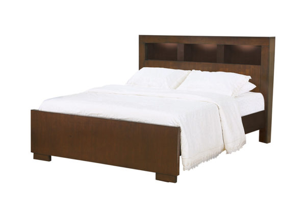 Cappuccino Finish Bed Frame w/ Bookcase Headboard