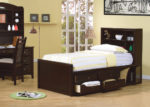 Cappuccino Youth Bookcase Bed Frame