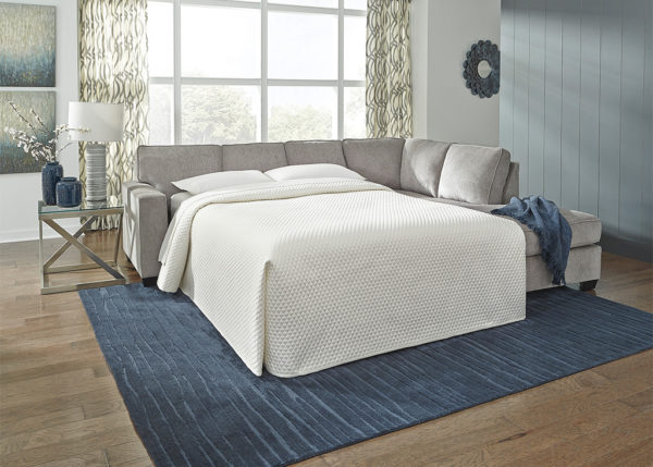 Chenille-Like Upholstered Sleeper Sectional - Light Gray