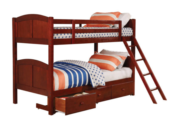 Chestnut Finish Twin Panel Bunk Bed
