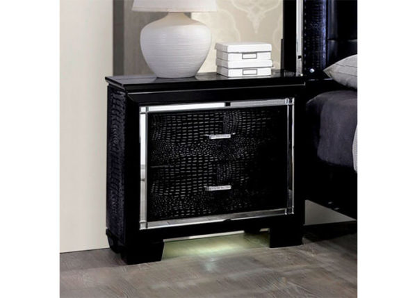 Crocodile Textured Nightstand w/ LED Lighting