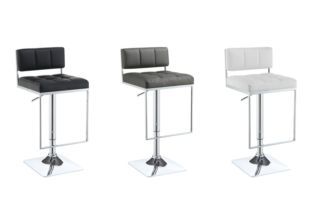 Contemporary Adjustable Leatherette Bar Stool - White Black & Gray