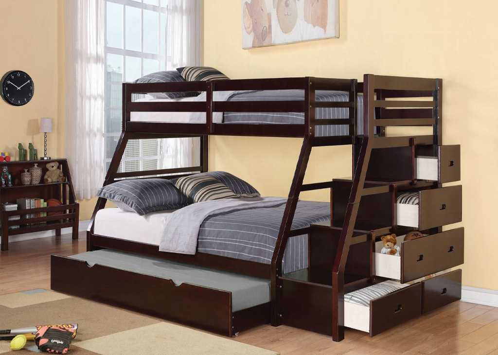 Espresso Twin/Full Storage & Trundle Bunk Bed