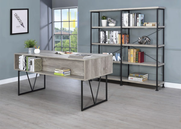 Industrial Style 4-Drawer Writing Desk - Gray Driftwood