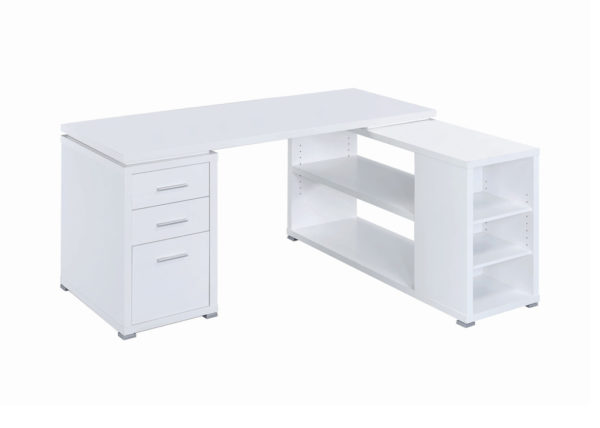 Modern L-Shaped Office Desk - White