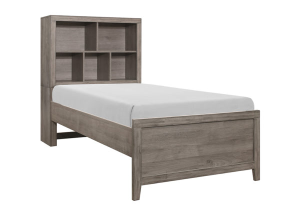 Rustic Gray Bookcase Bed Frame - Twin