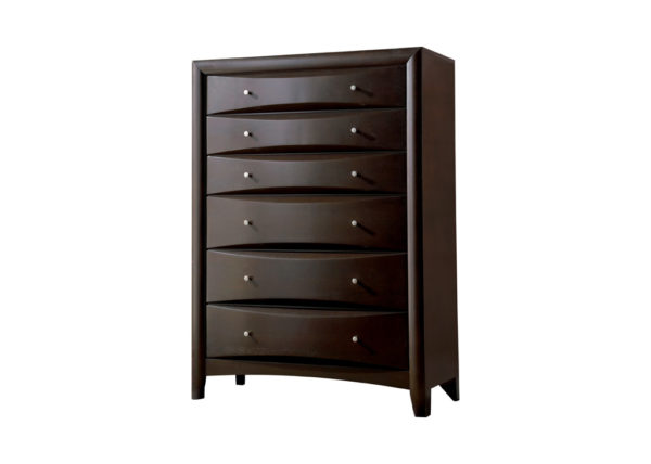 Six Drawer Cappuccino Finish Chest of Drawers