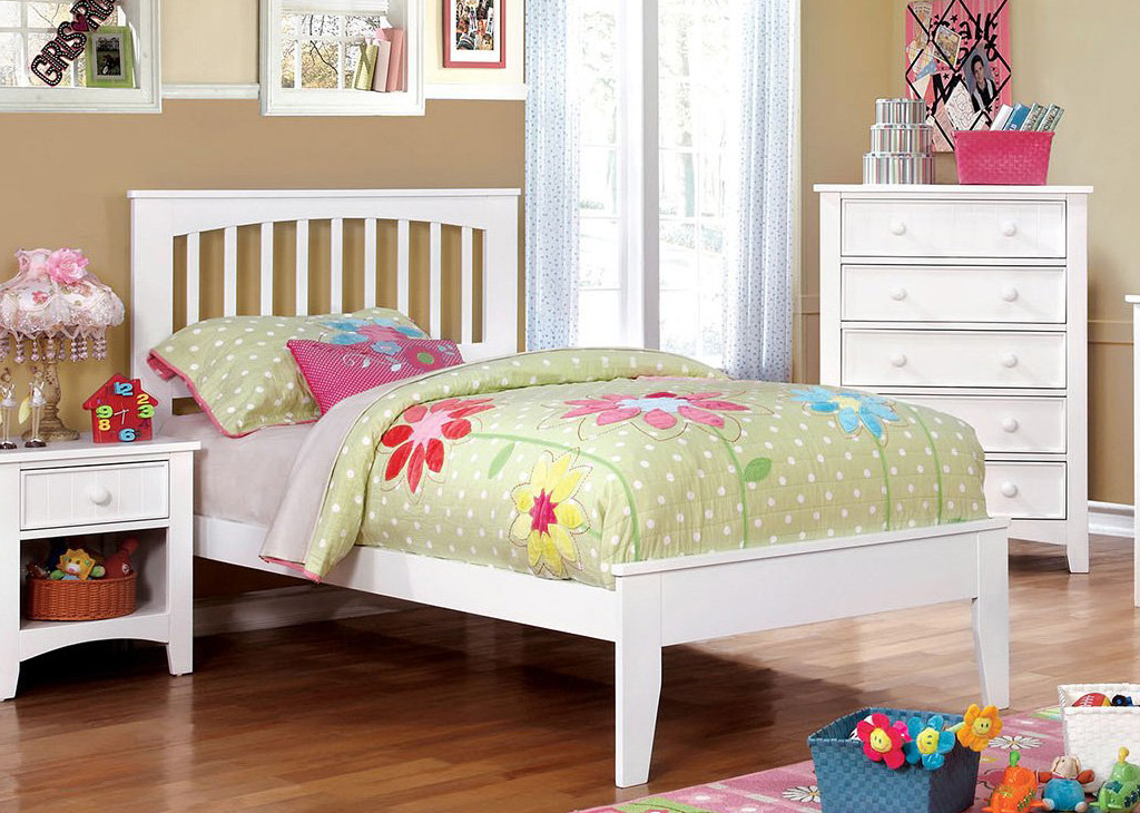 Transitional Paneled Youth Bed Frame - White