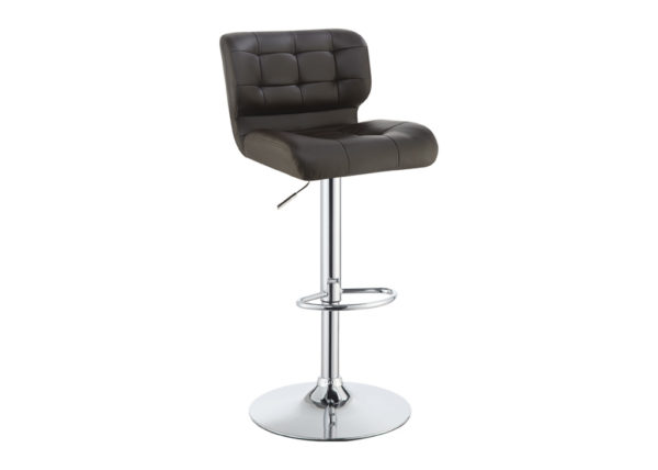 Upholstered Adjustable Faux Leather Bar Stool - Brown