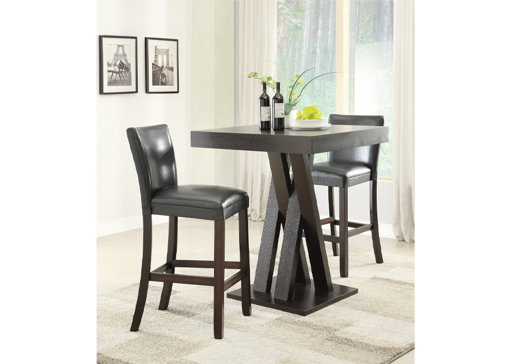Upholstered Black And Cappuccino Bar Stool Set