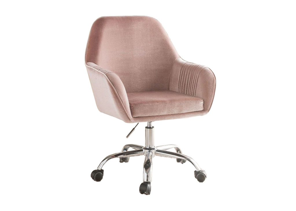 Velvet & Chrome Office Chair Peach